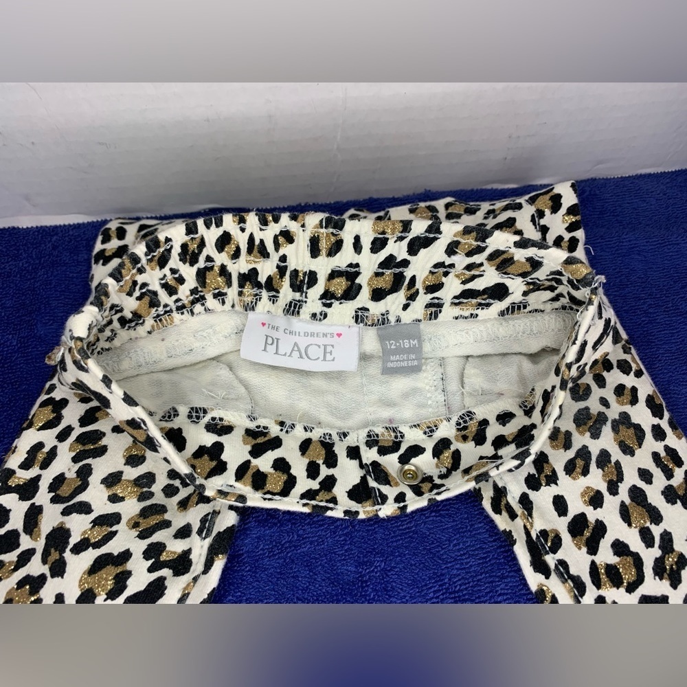 TODDLER GIRLS - Stretch Denim Pants The Children's Place - Leopard Print 12-18 M - Picture 3 of 3